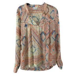 Dolan Bohemian Silky Semi Sheer Blouse Medium Boho